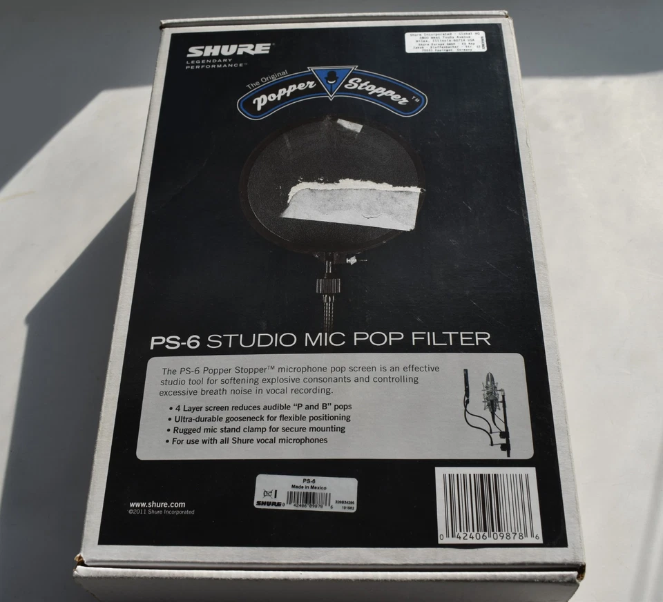 SHURE PS-6 Popper Stopper СТУДИЙНЫЙ МИКРОФОН ПОП-ФИЛЬТР с ЗАЖИМОМ ДЛЯ СТОЙКИ МИКРОФОНА - Изображение 1 из 4