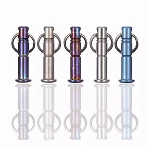 Titanium Lanyard Bead Bolt Holder With Split Ring Keychain Necklace Pendant DIY - Picture 1 of 21
