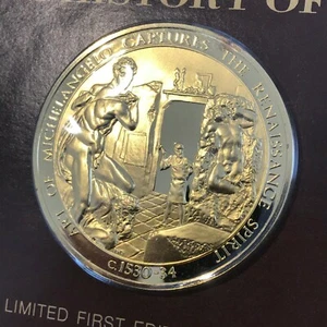 FRANKLIN MINT MEDALLIC HISTORY MANKIND 2oz SILBER MICHELANGELO #44 ________x61g - Bild 1 von 7