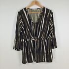 Jane Lamerton womens blouse top size 20 multicolour striped 3/4 sleeve 000086