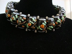 Vintage FAB Murano Italien handgefertigte Kunst Glas Lampwork Fässer Perlen Halsband Halskette - Bild 1 von 11