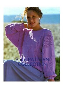 Ladies sweater cable pattern Vintage knitting pattern in DK. Jumper, Pullover