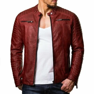 HERREN BIKER ECHT RACER LAMMFELL LEDER MOTORRAD SLIM FIT LEDERJACKE - Bild 1 von 5
