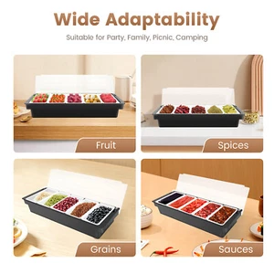 Ice Cooled Condiment Serving Container Bar Chilled Garnish Tray 5 Compartment - Picture 1 of 8