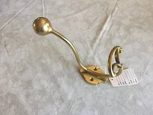Solid Brass Metal Wall / Door/ Plant/ Coat / Misc. Double Hook - Picture 1 of 8
