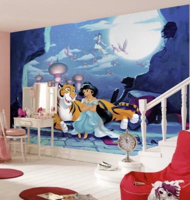 Fotomural Estándar Jazmín Disney Princesa Dormitorio Papel Pintado Azul Decoración 12x8,3 Pies Foto 1 de 4