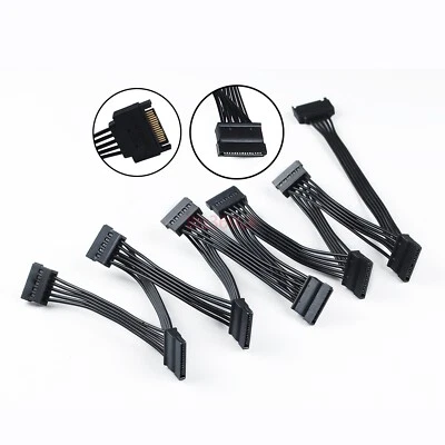 15Pin 1 Male To 10X SATA Female Power Connector Splitter SATA Cables - Image 1 of 4