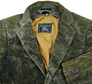 *HOT VINTAGE Men's BURBERRYS SPORTS CORDUROY LINED JP OLIVE GRAY BLAZER Jacket S - Picture 1 of 19