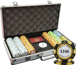 MRC POKER 300PCS 14G MONTE CARLO POKER CLUB POKER CHIPS SET WITH ALUM CASE - Picture 1 of 7