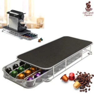 Contenitore Cassetto Porta Cialde Capsule Caffe' Metallo Estraibile Lungo Silver - Foto 1 di 5