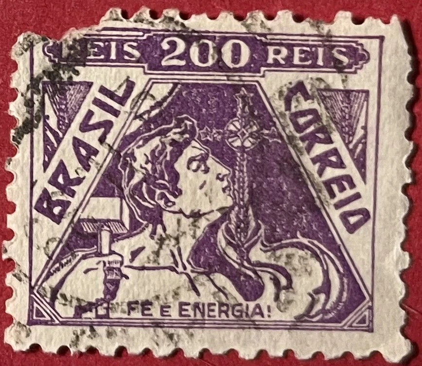 Brazil 1933 200 R Faith and Energy Sc-385 Violet Used No2 #Wh64 - US Seller - Image 1 of 1