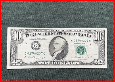 1988A US Ten Dollar Bill $10 - Chicago District G - Small Head - FR2028 - Image 1 of 2