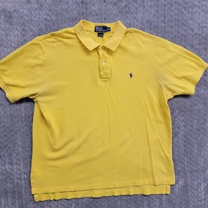 Polo Ralph Lauren Short Sleeve Yellow Polo Shirt Mens Size 2XL Purple Pony - Picture 1 of 8