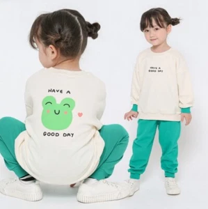 kids clothes/Children top and bottom 2 Piece set [Frog, Have a Good Day] - Picture 1 of 9
