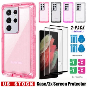 For Samsung Galaxy S21/S21+/S21 Ultra 5G Rugged Clear Case Cover Glass Protector - Picture 1 of 36