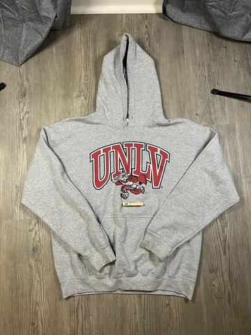 UNLV Runnin' Rebels Gray Hoodie Sweatshirt Mens Hoodie Pullover Size Large Cover