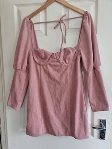 Majorelle Bria rosa Wildlederimitat hinten offen gefüttert Kleid Langarm Revolve Gr. L - Bild 1 von 5