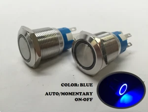 Marine Car Ss304 2 Blue Led 12v 5a Flush Light Auto On-Off Push Switch Ring Bttn - Bild 1 von 6