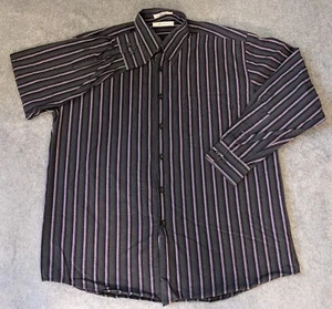 Alan Flusser Hemd Herren L lila gestreift mehrfarbig Freizeit Button Down  - Bild 1 von 4