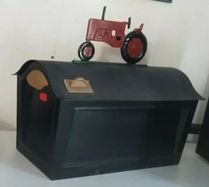 RED TRACTOR Mailbox topper/ornament,STURDY CAST aluminum.Full color as shown - Picture 1 of 2
