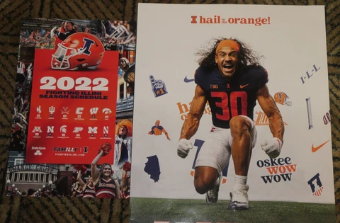Two (2) Illinois Fighting Illini 2022 football posters & schedule - Sydney Brown Cover