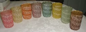 8 Vintage Colour Craft Rubber Spaghetti String JUICE Glasses Tumblers - Picture 1 of 3