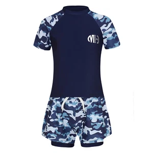 Kids Boy's Tops With Shorts Set Modest Swimsuit Surfing T-shirt And Boyshorts - Picture 1 of 20