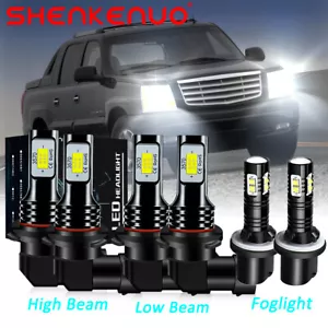 For Cadillac Escalade 2002-2004 LED Headlight Hi/Lo Beam + Fog Light 6 Bulbs Kit - Picture 1 of 12