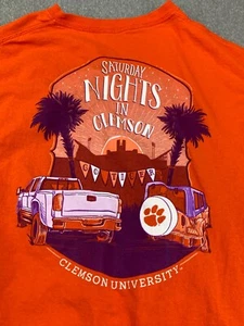Clemson Tigers T-shirt Womens Medium* Orange two sided "Saturday Nights in" - Picture 1 of 11