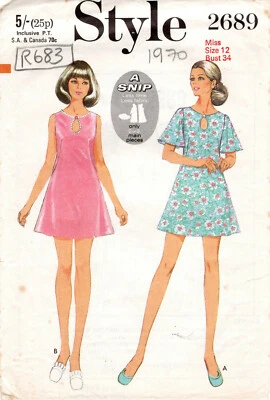 1970 Vintage Sewing Pattern B34 DRESS (R683)  - Image 1 of 2