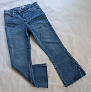 Paige Rory Crop Flare Raw Hem Medium Wash Jeans Size 28 Hippie Boho - Picture 1 of 9