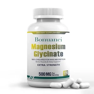 Bonuanci Magnesiumglycinat 500mg Unterstützung Knochen Muskeln Gelenke Gesundheit 120 Kapseln - Bild 1 von 6