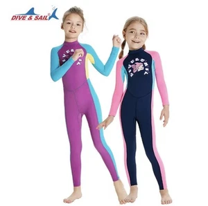 DIVE & SAIL Girl Spandex One Piece Long Sleeve UV 50+ Swimwear - Picture 1 of 13