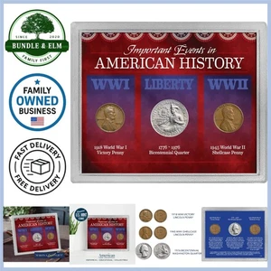Colección de monedas de cobre de Estados Unidos 1918 1945 conjunto de regalo del bicentenario monedas auténticas - Imagen 1 de 9