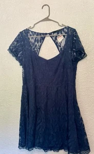 Nuevo Vestido de Encaje Abercrombie & Fitch Azul Floral Encaje Manga Corta Forrado XL - Imagen 1 de 9