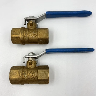 1/2” Brass Ball Valve Lead Free Full Port with Female Threaded 2A 600 CWP x2 - Image 1 of 4