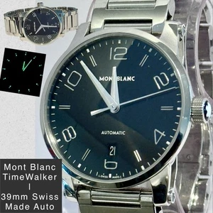 39mm MONT BLANC TimeWalker Swiss Made Auto 25 Jewels | Silvertone Bracelet Watch - Picture 1 of 12