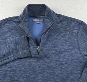 Ike Behar Sweater Mens Large Blue Cotton Tight Knit Quarter Zip Mock Neck Winter - Picture 1 of 7