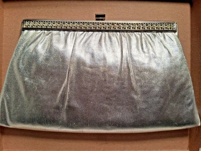 Precioso bolso/cartera de mano tono plata HL EE. UU. vintage años 60 Foto 1 de 4