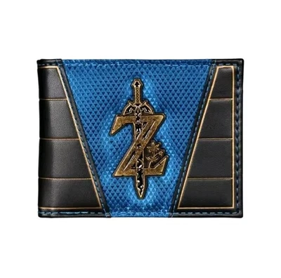 Cartera plegable para hombre The Legend Of Zelda azul y negra con logotipo Z de metal   Foto 1 de 4