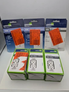 6x LEVITON T5638 18W (W & BW) DECORA TOMA DÚPLEX TIPO A & C USB (Nuevo PKG Desgaste) - Imagen 1 de 7