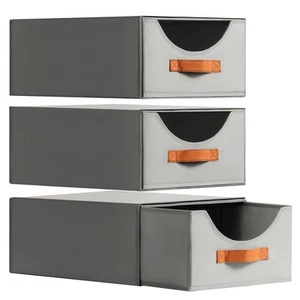 Large Stackable Storage Bins - Fabric Pull-out Closet Organizer Bins, Linen C... - Picture 1 of 5