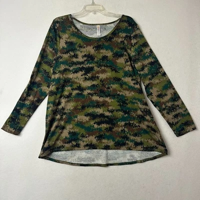 Camisa Top LuLaRoe Talla 2X Manga Larga Hojas Camuflaje Goblincore Bosque Hada Verde Foto 1 de 4