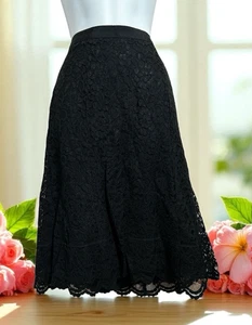 Falda De Colección Antigua Azul Marino Negra Encaje Línea A Talla 8 Oscura Academia Caprichosa Gótica Gótica - Imagen 1 de 6