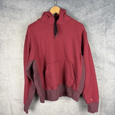 Sudadera con Capucha Rag Bone Para Hombre Grande Algodón Orgánico Dos Tonos Borgoña Pullover Foto 1 de 4