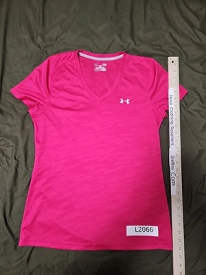 Camiseta deportiva Under Armour HeatGear para mujer grande rosa cuello en V  Foto 1 de 4