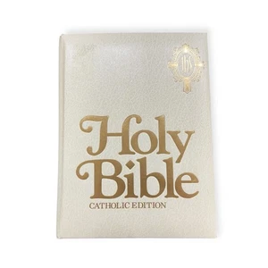 American Holy Bible Catholic Edition White Leather World Bibles Gold Edges - Bild 1 von 6