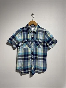 Guess Kids - Youth Size Medium 12/14Y Button Up Shirt - VGC - Blue Checker - Picture 1 of 8