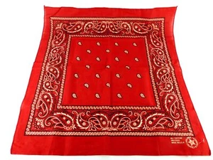 Vintage Red Paisley Cotton Bandana Made in USA Biker Head Scarf New NOS - Picture 1 of 4