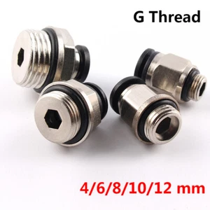G Male Thread x Push-in Fittings Straight Adapter for Pneumatic Hose Tube 4-12mm - Picture 1 of 22